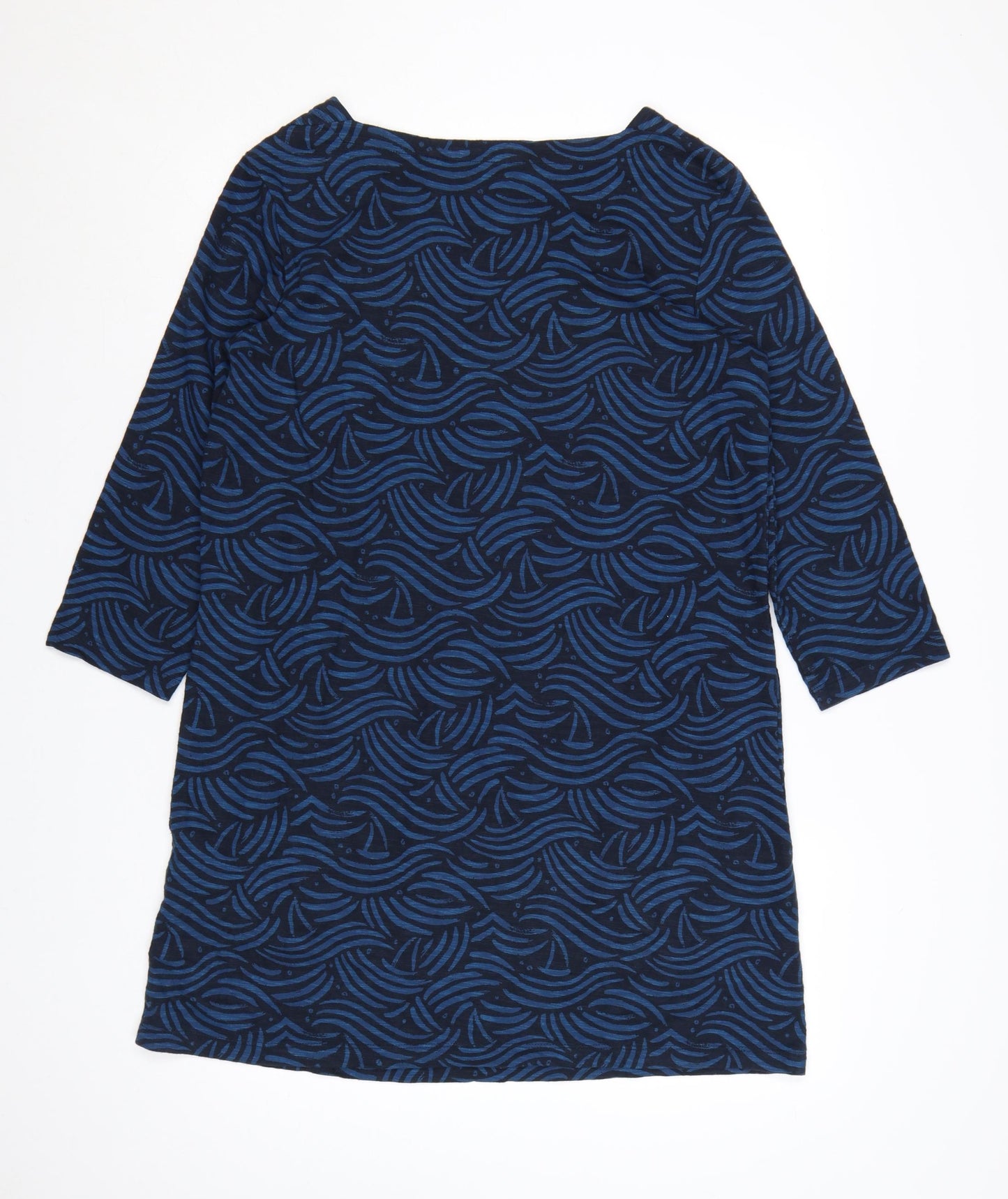 Seasalt Cornwall Women Blue Geometric Cotton Shift Dress Size 12