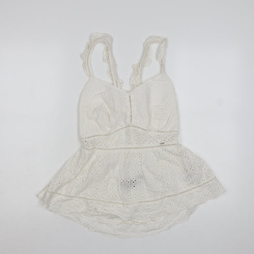 Superdry Women's White Cotton Lace Camisole Top Size 14