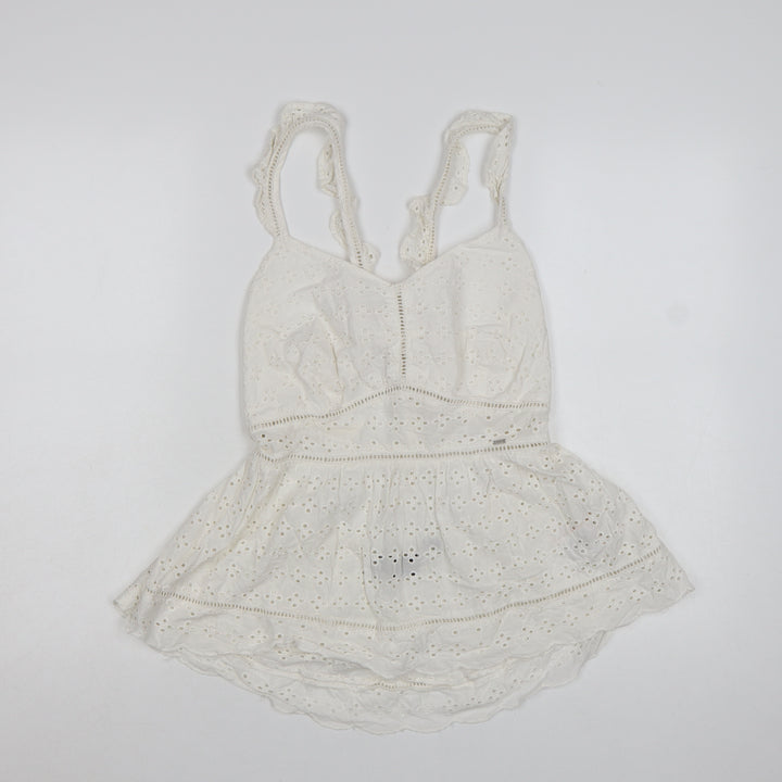 Superdry Women's White Cotton Lace Camisole Top Size 14