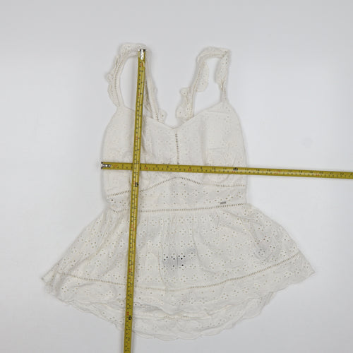 Superdry Women's White Cotton Lace Camisole Top Size 14
