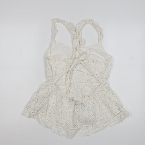 Superdry Women's White Cotton Lace Camisole Top Size 14
