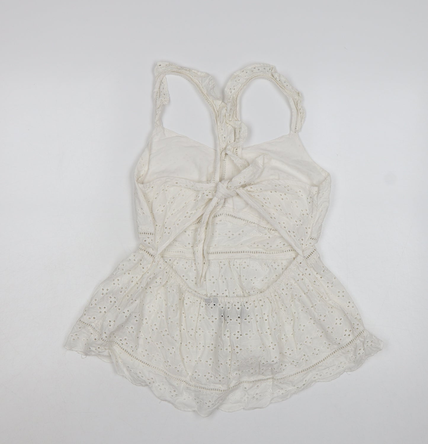 Superdry Women's White Cotton Lace Camisole Top Size 14