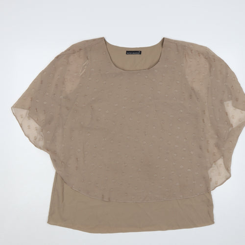 David Emanuel Women’s Beige Chiffon Polka Dot Tunic Blouse Size 16