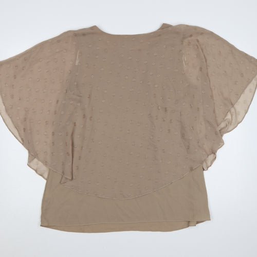 David Emanuel Women’s Beige Chiffon Polka Dot Tunic Blouse Size 16