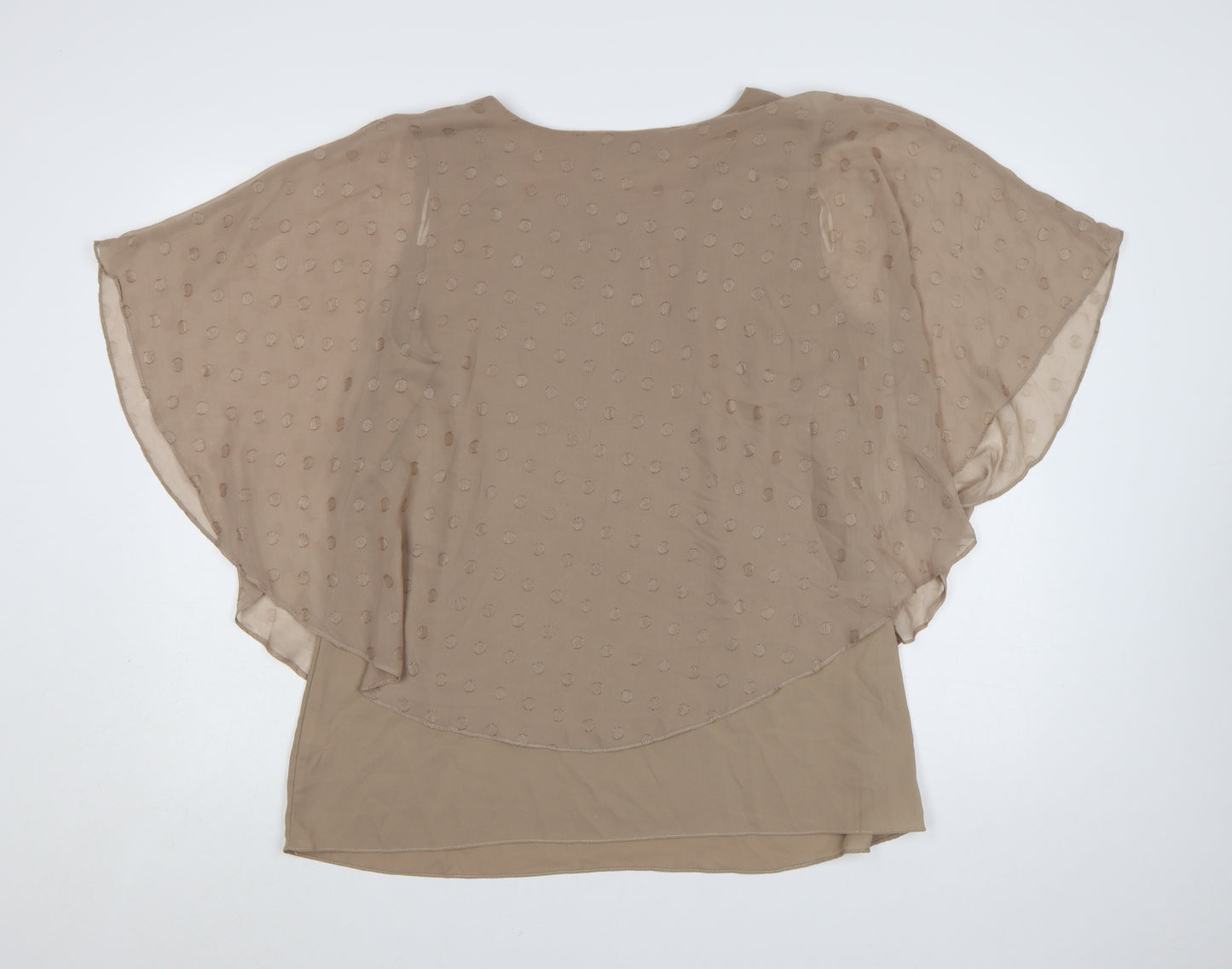 David Emanuel Women’s Beige Chiffon Polka Dot Tunic Blouse Size 16