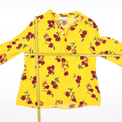 Papaya Women's Yellow Floral Tunic Blouse Size 14 Long Sleeve Viscose