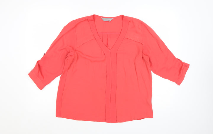 Dorothy Perkins Women’s Pink V-Neck Tunic Blouse UK 12