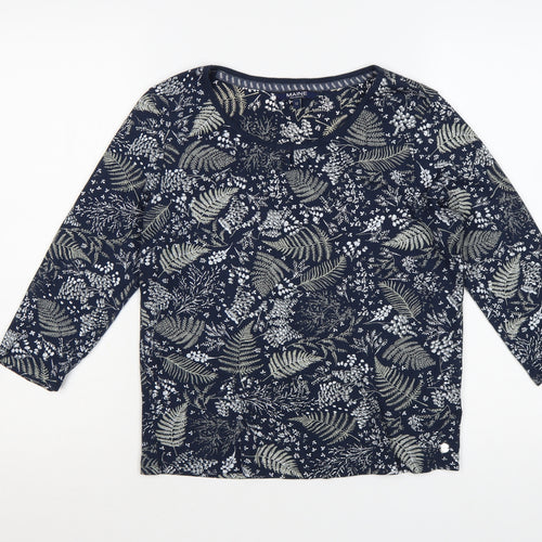 Maine New England Women's Blue Floral 3/4 Sleeve Cotton Top Size 12