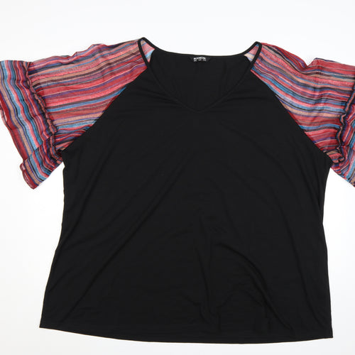 Bloomchic Women’s Black Plus Size 30 Flutter Sleeve Tunic Blouse