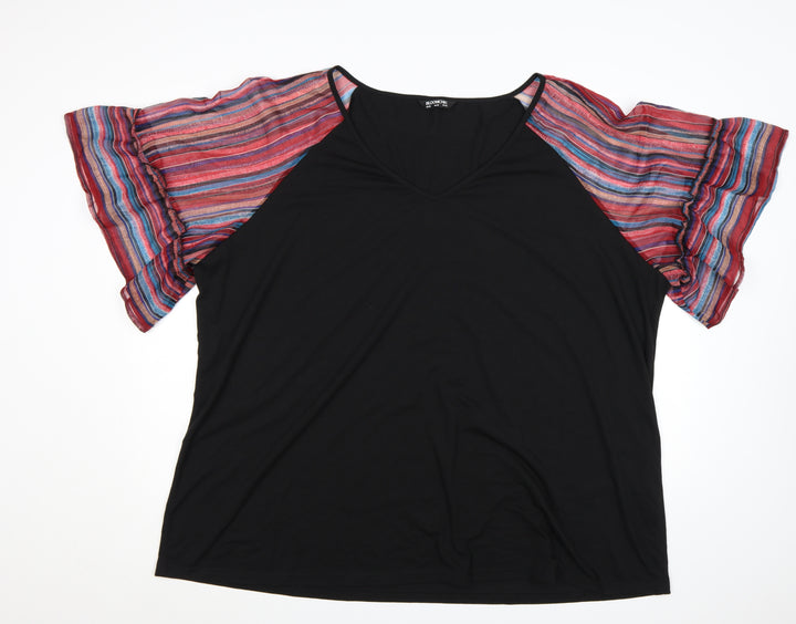 Bloomchic Women’s Black Plus Size 30 Flutter Sleeve Tunic Blouse