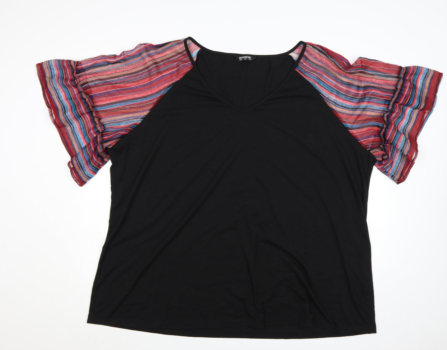 Bloomchic Women’s Black Plus Size 30 Flutter Sleeve Tunic Blouse