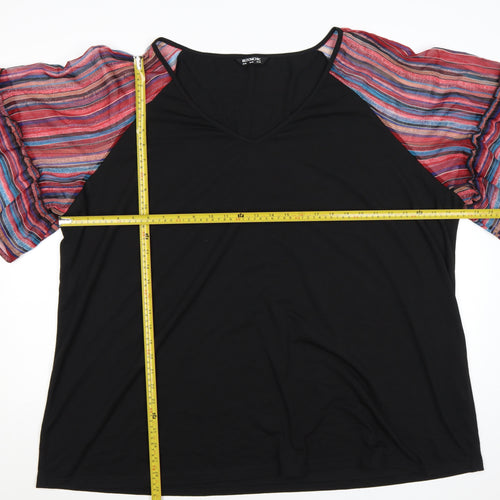 Bloomchic Women’s Black Plus Size 30 Flutter Sleeve Tunic Blouse