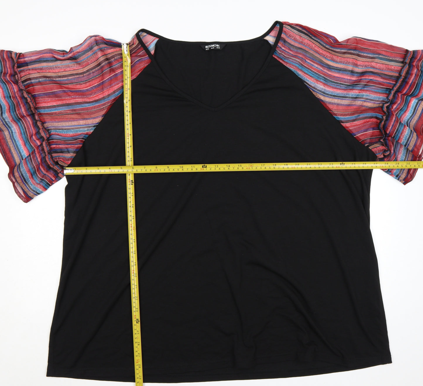 Bloomchic Women’s Black Plus Size 30 Flutter Sleeve Tunic Blouse