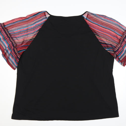 Bloomchic Women’s Black Plus Size 30 Flutter Sleeve Tunic Blouse