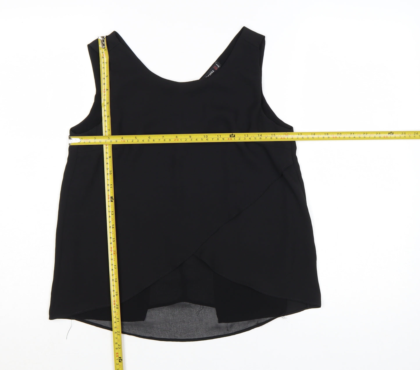 Bershka Women’s Black Wrap Chiffon Sleeveless Blouse Size 6