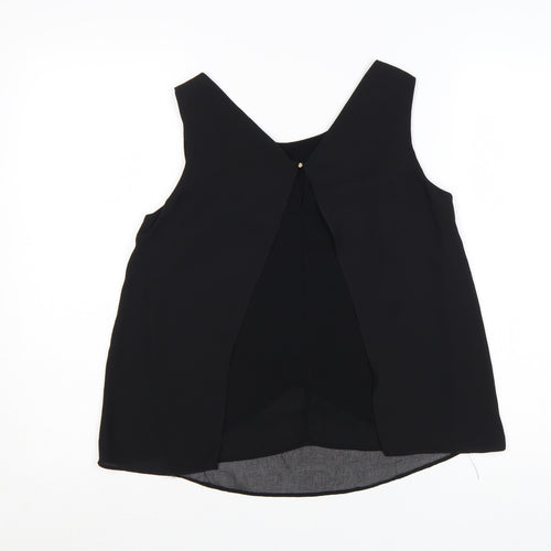 Bershka Women’s Black Wrap Chiffon Sleeveless Blouse Size 6