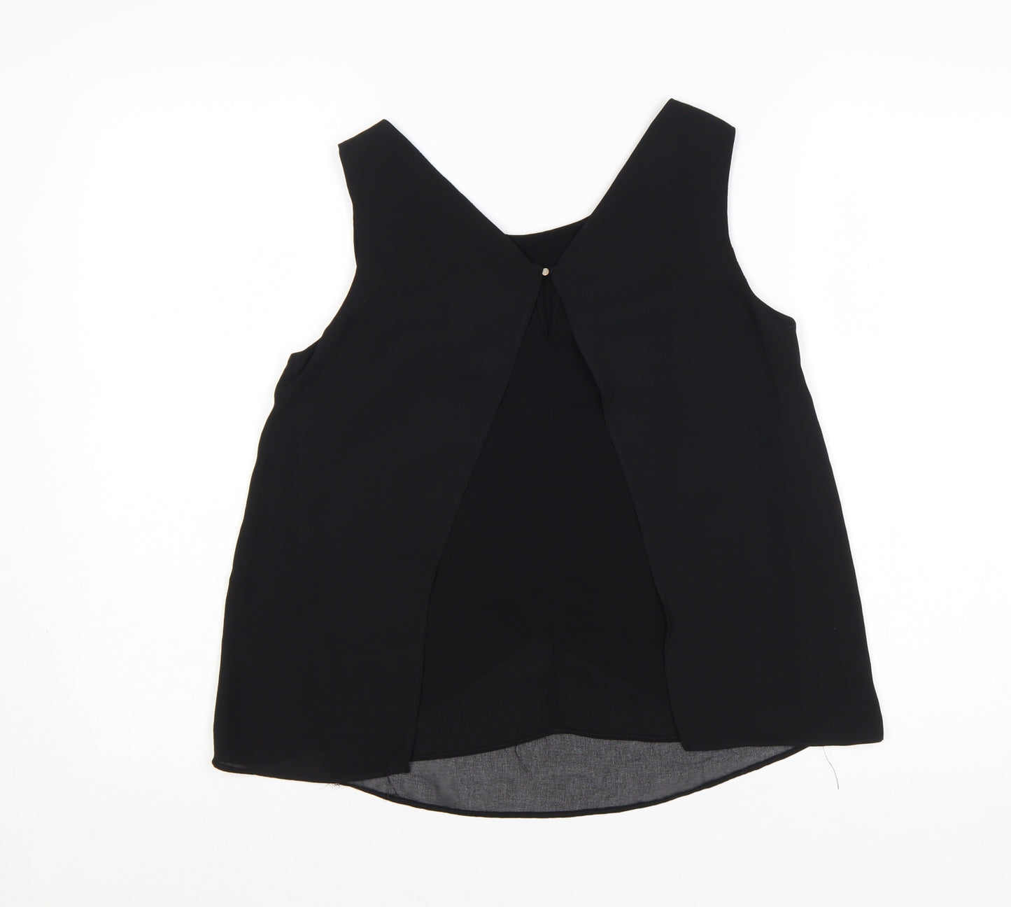 Bershka Women’s Black Wrap Chiffon Sleeveless Blouse Size 6