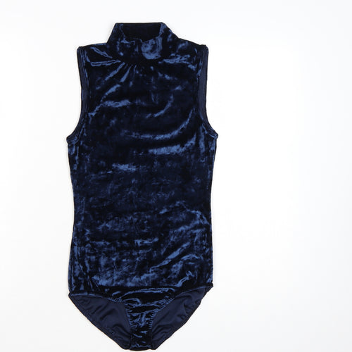 Ayanapa Women Navy Blue Velvet Sleeveless Bodysuit Size 10