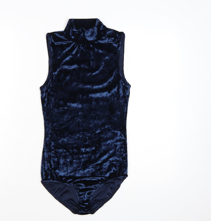 Ayanapa Women Navy Blue Velvet Sleeveless Bodysuit Size 10