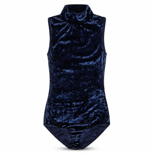 Ayanapa Women Navy Blue Velvet Sleeveless Bodysuit Size 10