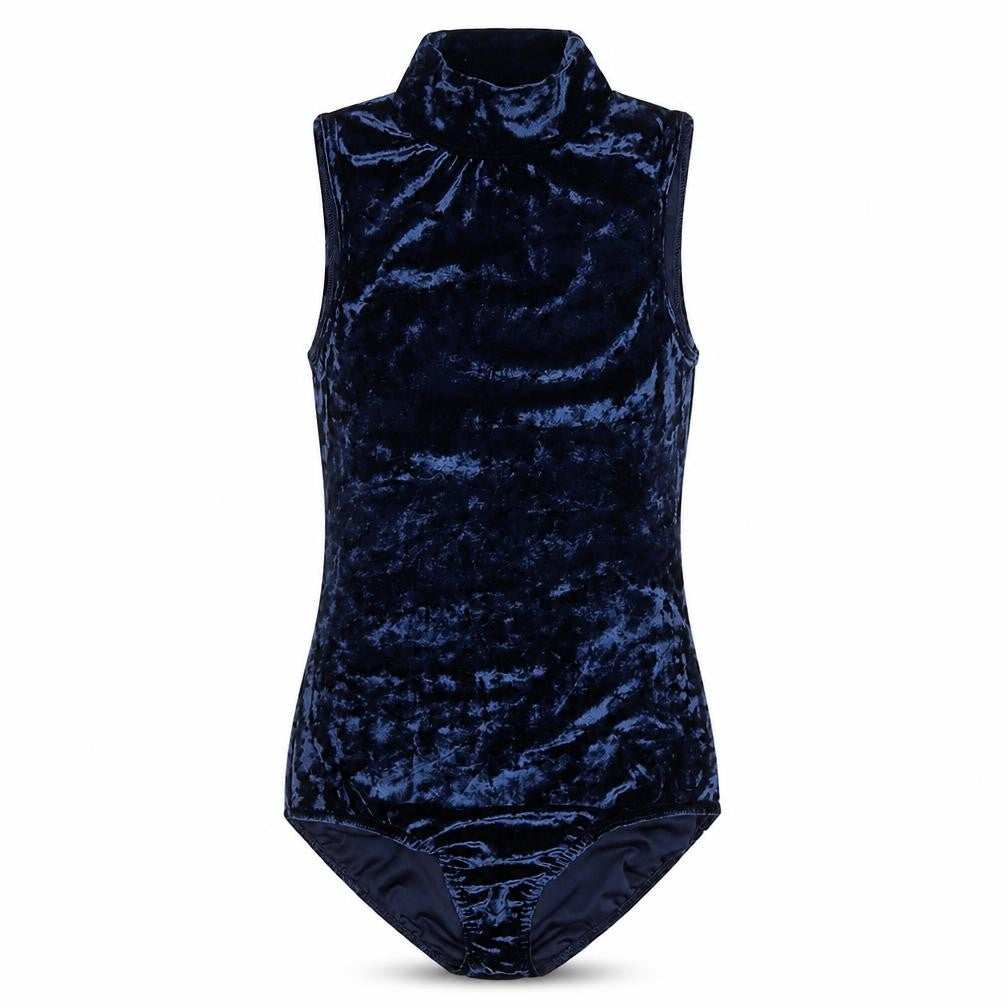 Ayanapa Women Navy Blue Velvet Sleeveless Bodysuit Size 10