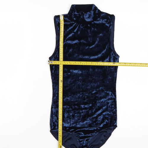 Ayanapa Women Navy Blue Velvet Sleeveless Bodysuit Size 10