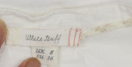 White Stuff Women’s White Cotton Embroidered Button Blouse UK 8