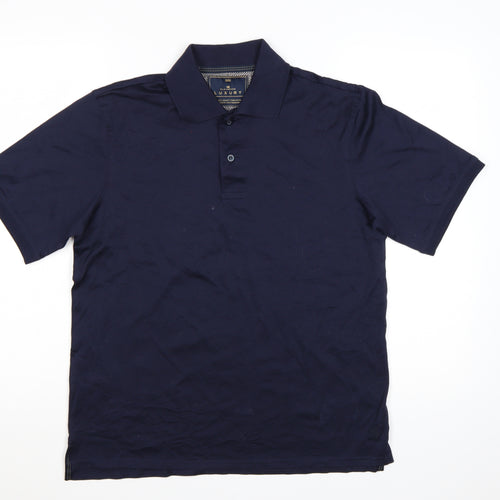 Marks and Spencer Blue Harbour Luxury Men's Navy Blue Cotton Polo Shirt S