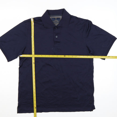 Marks and Spencer Blue Harbour Luxury Men's Navy Blue Cotton Polo Shirt S