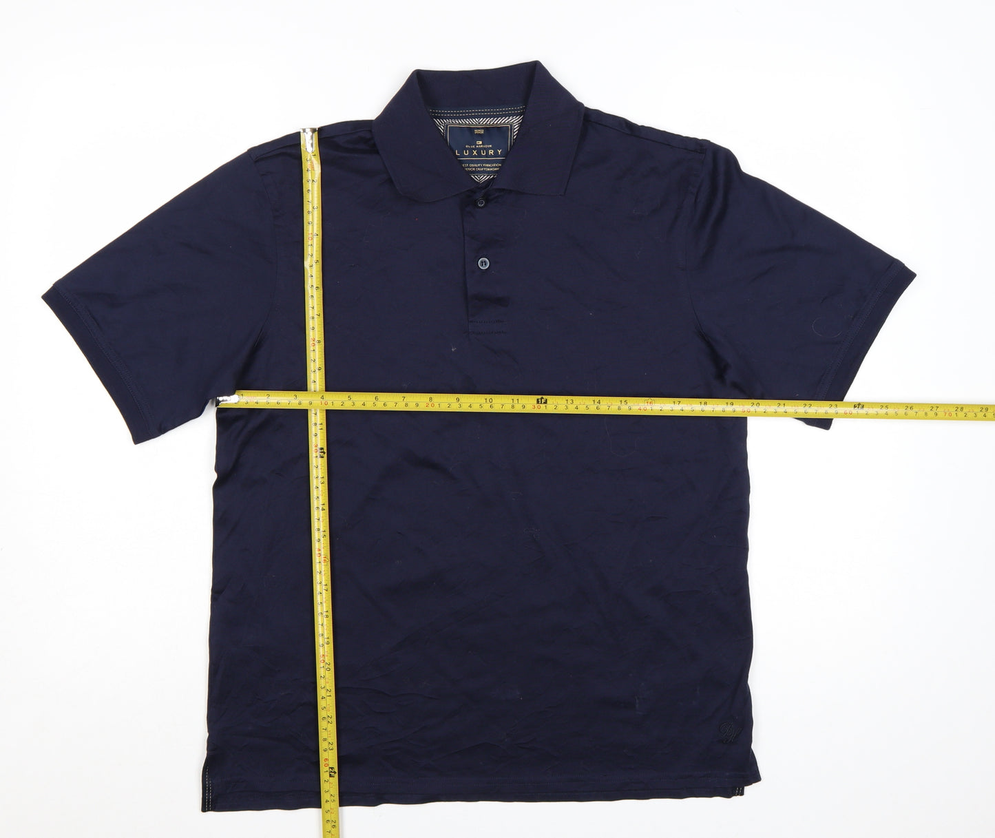 Marks and Spencer Blue Harbour Luxury Men's Navy Blue Cotton Polo Shirt S
