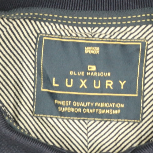 Marks and Spencer Blue Harbour Luxury Men's Navy Blue Cotton Polo Shirt S