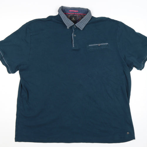 Next Men's Blue 3XL Short Sleeve Cotton Polo Shirt