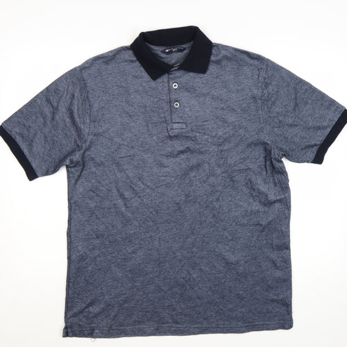 Marks and Spencer Blue Harbour Men's Blue Cotton Polo Shirt Medium