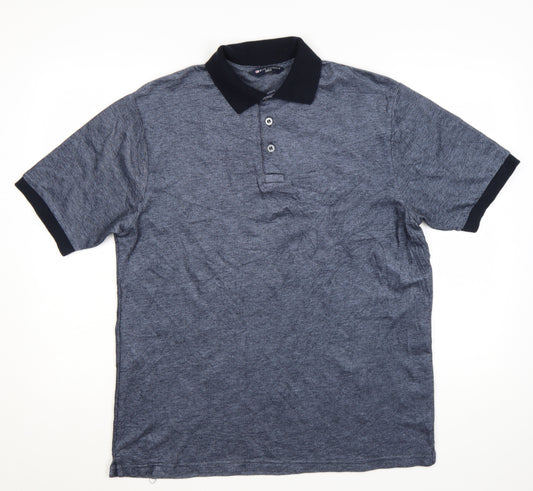 Marks and Spencer Blue Harbour Men's Blue Cotton Polo Shirt Medium
