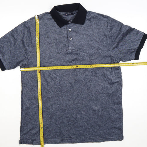 Marks and Spencer Blue Harbour Men's Blue Cotton Polo Shirt Medium