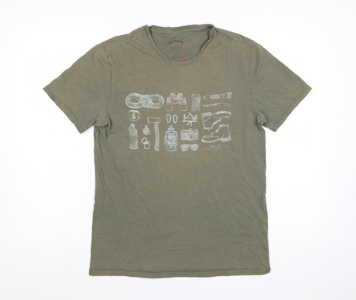 Fat Face Men's Green Graphic Print Cotton T-Shirt Size S