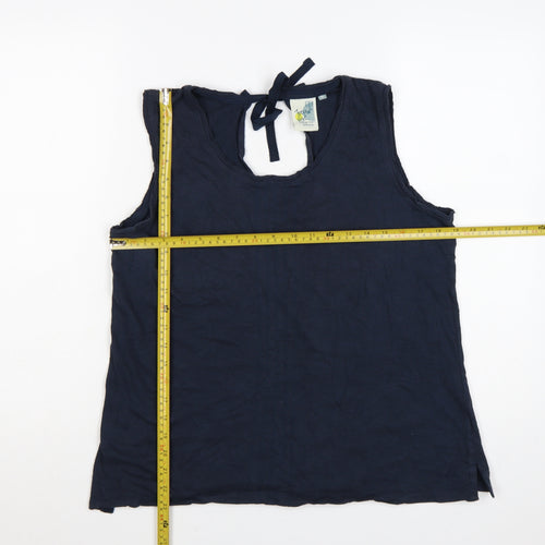 Weird Fish Women's Blue Cotton Sleeveless Tie Back Tank Top Size 16