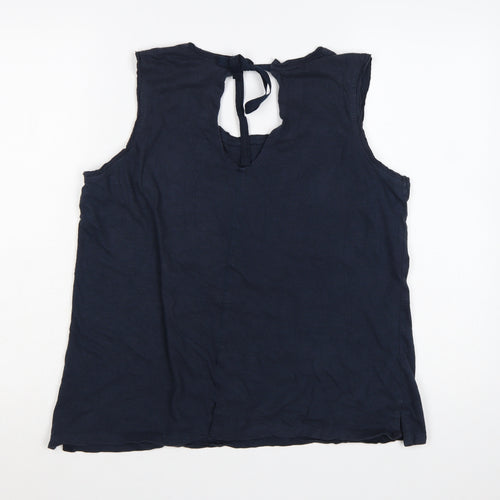 Weird Fish Women's Blue Cotton Sleeveless Tie Back Tank Top Size 16