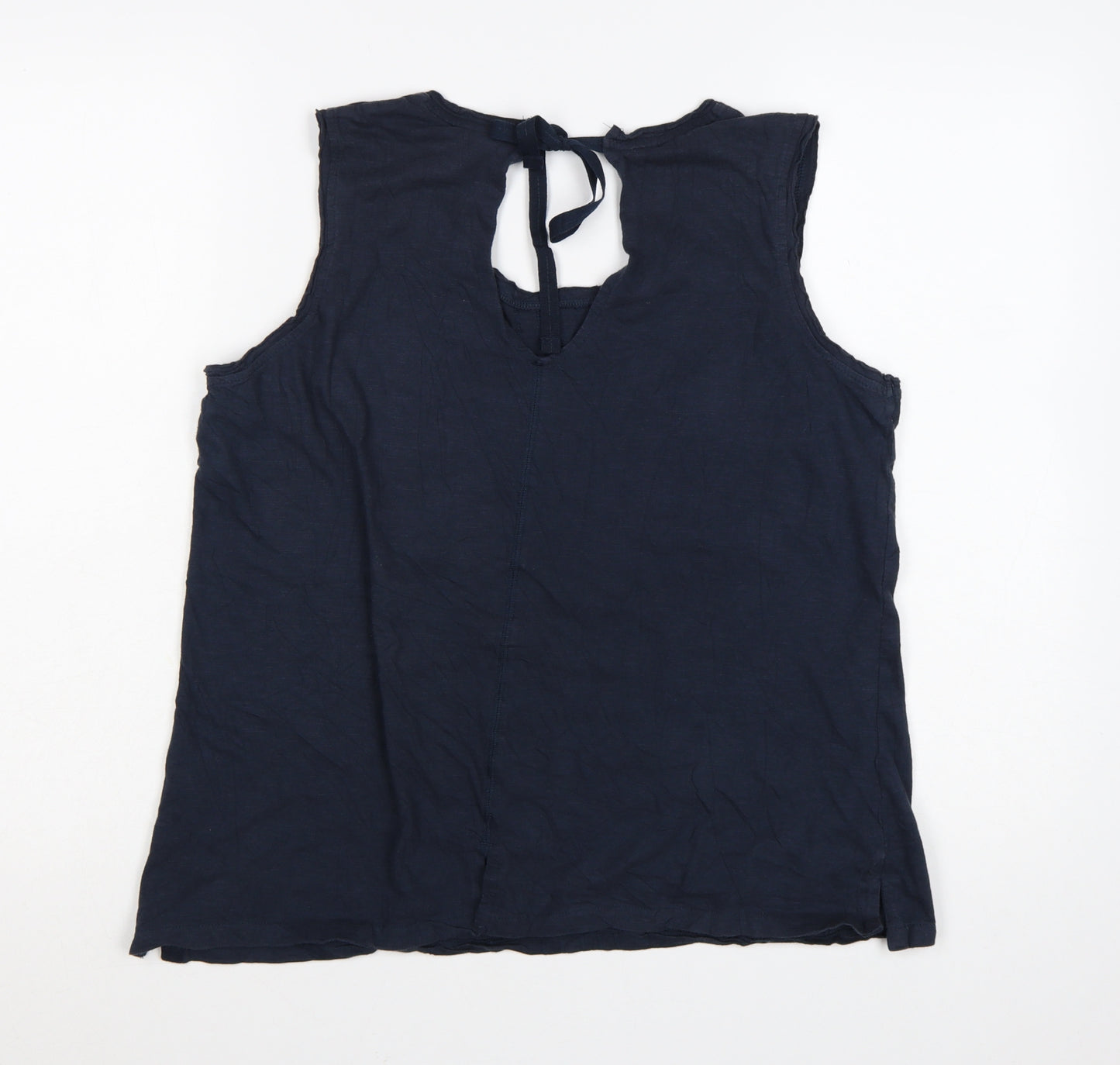 Weird Fish Women's Blue Cotton Sleeveless Tie Back Tank Top Size 16
