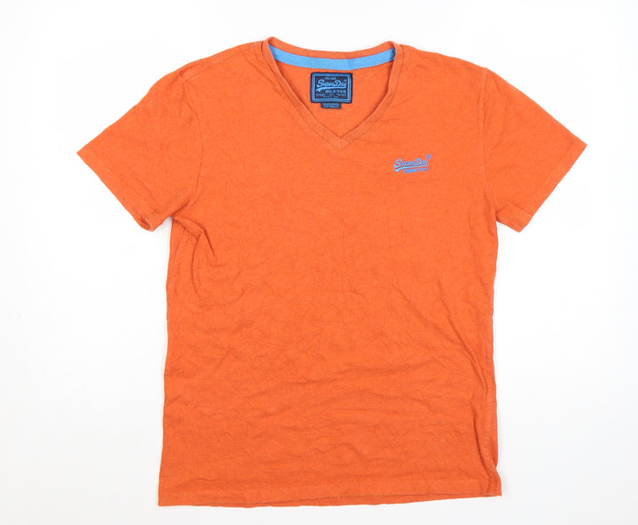 Superdry Men's Orange Vintage V-Neck Slim Fit T-Shirt Size M
