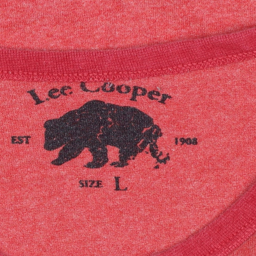Lee Cooper Men's Red Graphic Print Crew Neck T-Shirt Size L