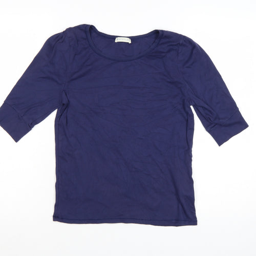 Whistles Women Blue Cotton 3/4 Sleeve Basic T-Shirt Size 14