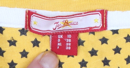 Joe Browns Women's Yellow Graphic T-Shirt Size 10 Short Sleeve Cotton