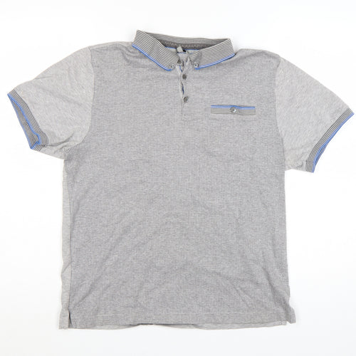 Ted Baker Men Grey Cotton Short Sleeve Polo Shirt Size L