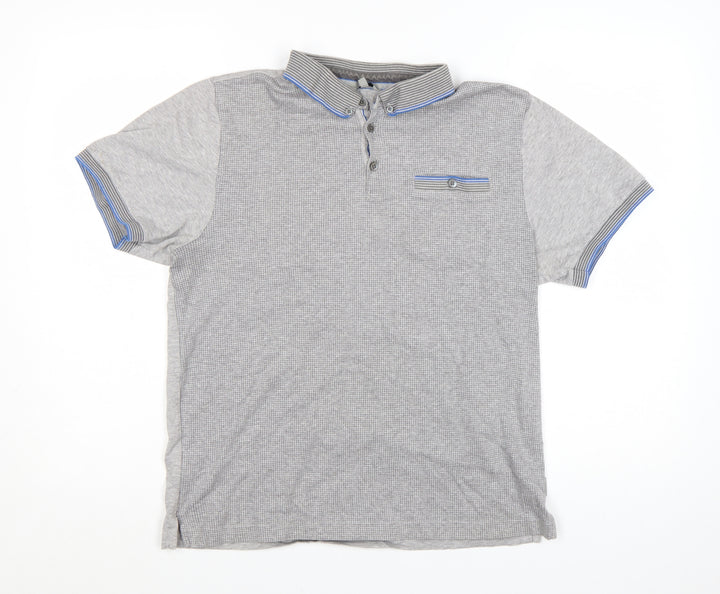 Ted Baker Men Grey Cotton Short Sleeve Polo Shirt Size L