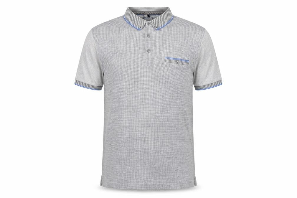 Front view of Ted Baker Men Grey Cotton Short Sleeve Polo Shirt, size L