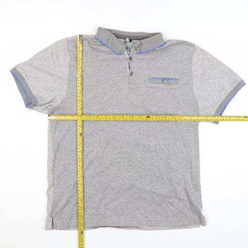 Ted Baker Men Grey Cotton Short Sleeve Polo Shirt Size L