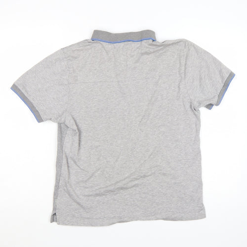 Ted Baker Men Grey Cotton Short Sleeve Polo Shirt Size L