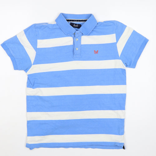 Crew Clothing Co. Men's Blue White Striped Cotton Polo Shirt M