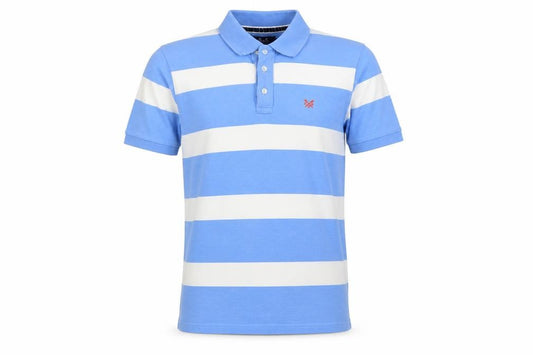 Crew Clothing Co. Men's Blue White Striped Cotton Polo Shirt M